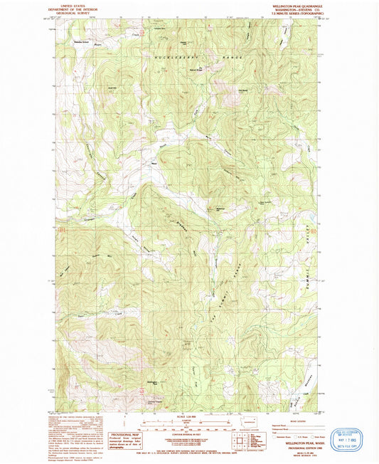 Classic USGS Wellington Peak Washington 7.5'x7.5' Topo Map Image