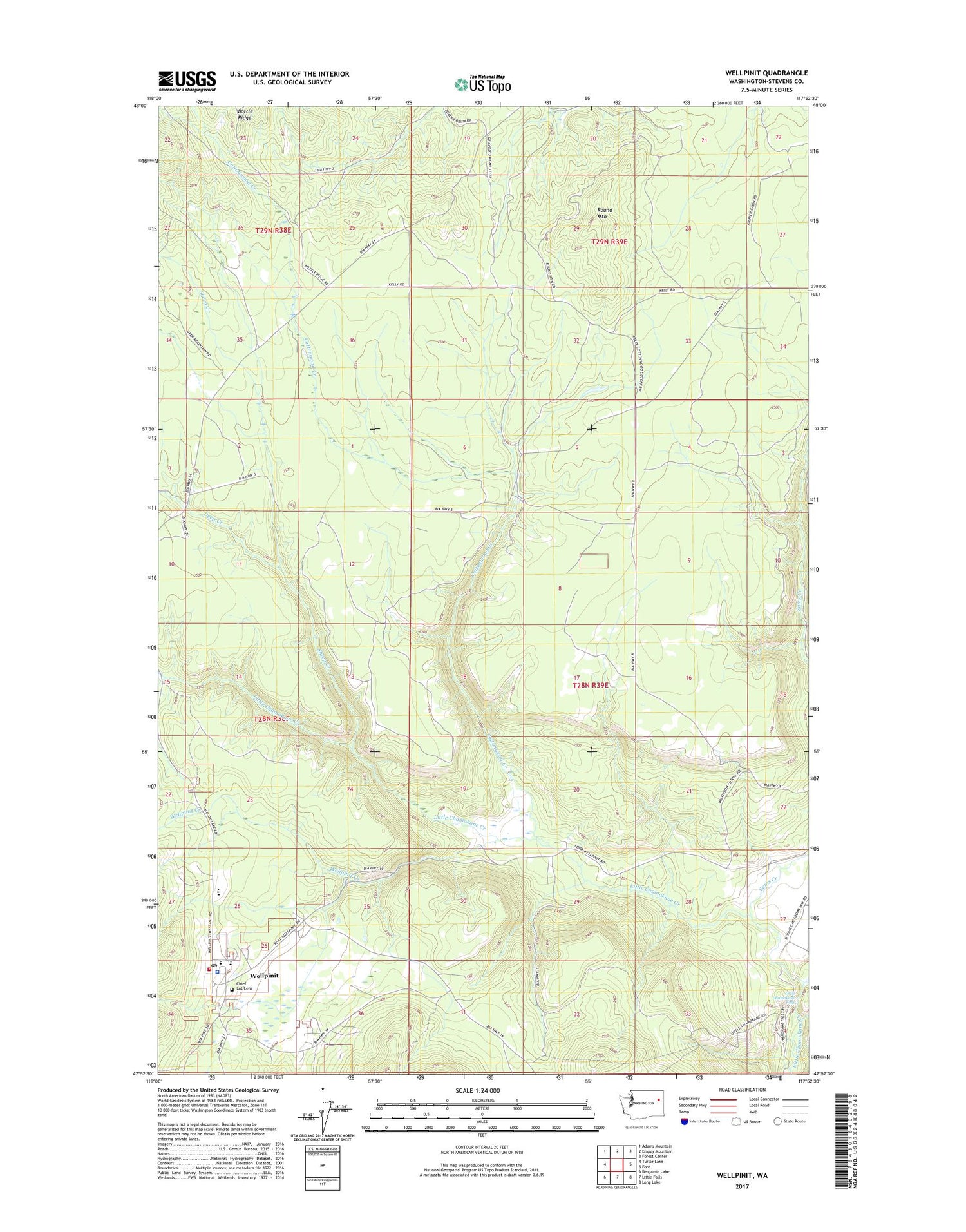 Wellpinit Washington US Topo Map Image