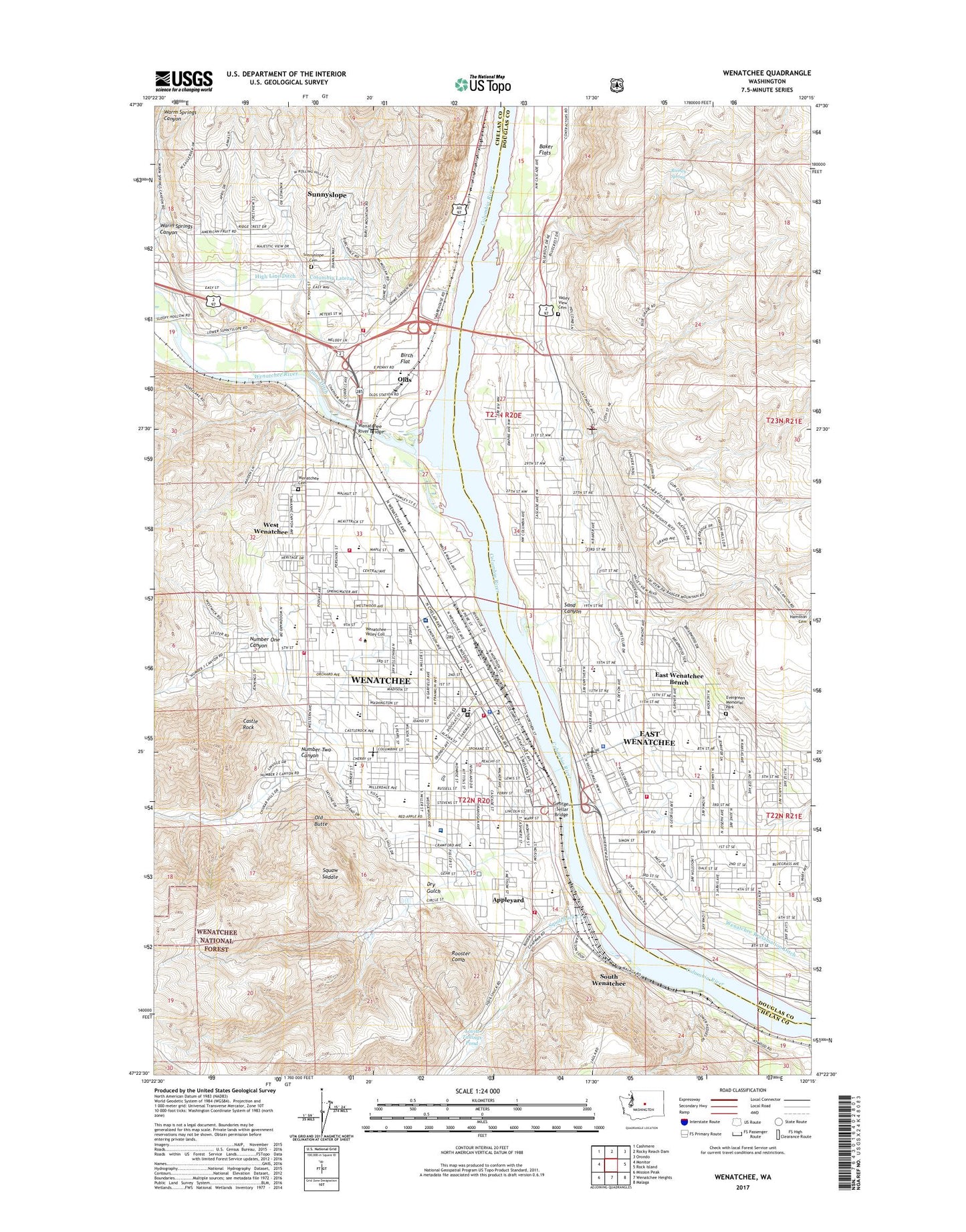 Wenatchee Washington US Topo Map Image