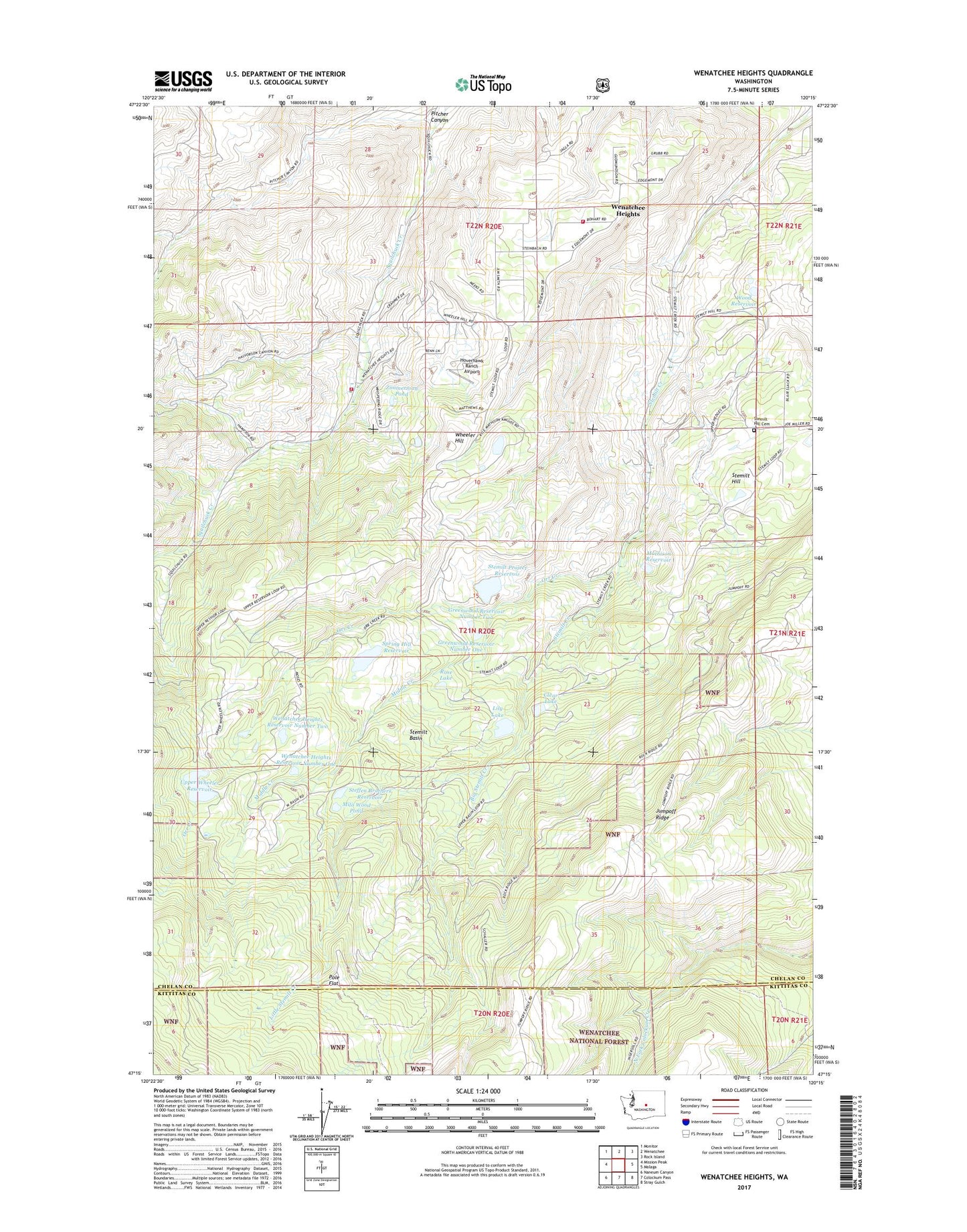 Wenatchee Heights Washington US Topo Map Image