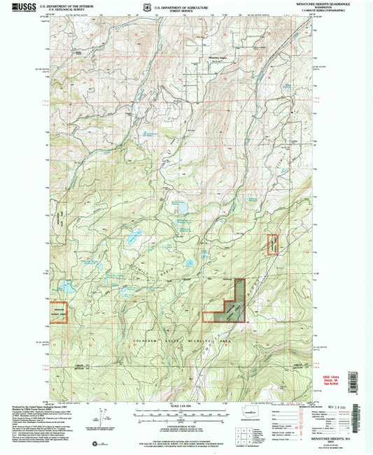 Classic USGS Wenatchee Heights Washington 7.5'x7.5' Topo Map Image