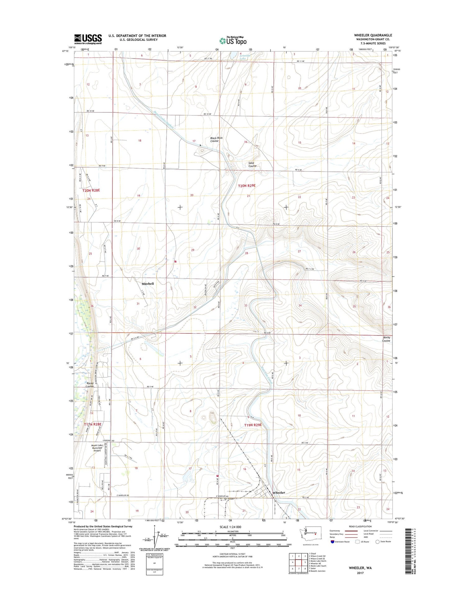 Wheeler Washington US Topo Map Image
