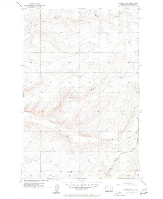 Classic USGS Wheeler NE Washington 7.5'x7.5' Topo Map Image