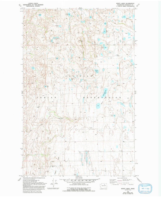 Classic USGS White Lakes Washington 7.5'x7.5' Topo Map Image