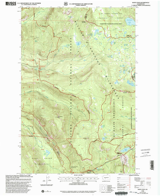 Classic USGS White Pass Washington 7.5'x7.5' Topo Map Image