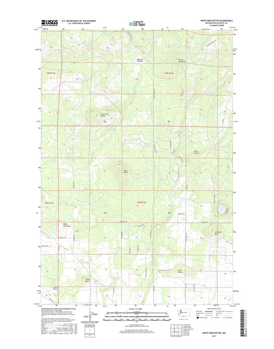 White Pine Buttes Washington US Topo Map Image