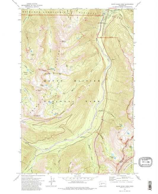 Classic USGS White River Park Washington 7.5'x7.5' Topo Map Image