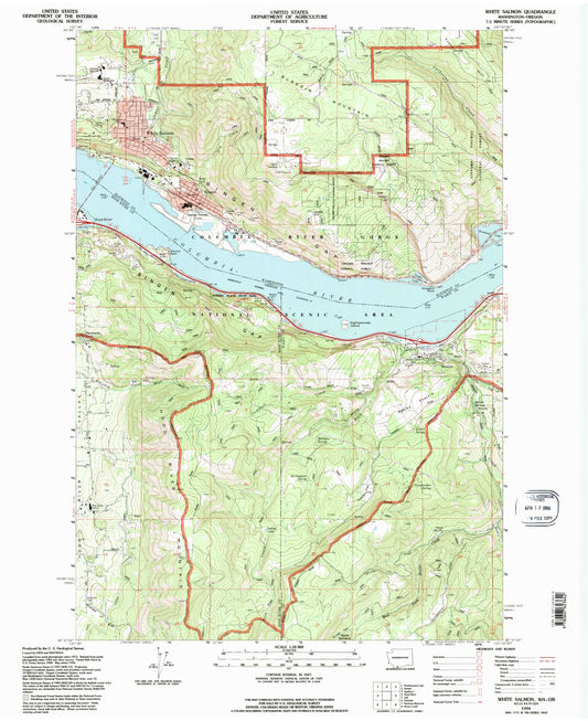 Classic USGS White Salmon Washington 7.5'x7.5' Topo Map Image