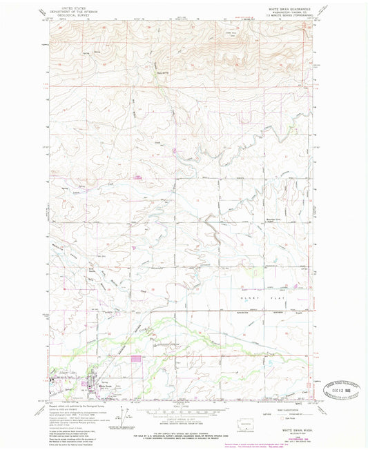 Classic USGS White Swan Washington 7.5'x7.5' Topo Map Image
