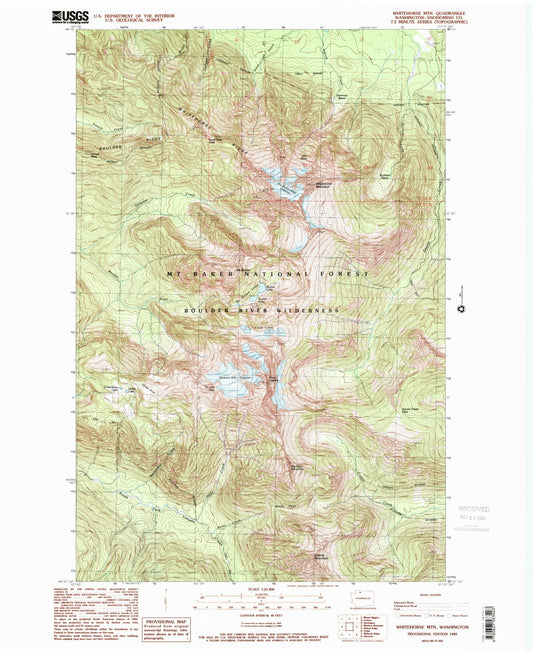 Classic USGS Whitehorse Mountain Washington 7.5'x7.5' Topo Map Image