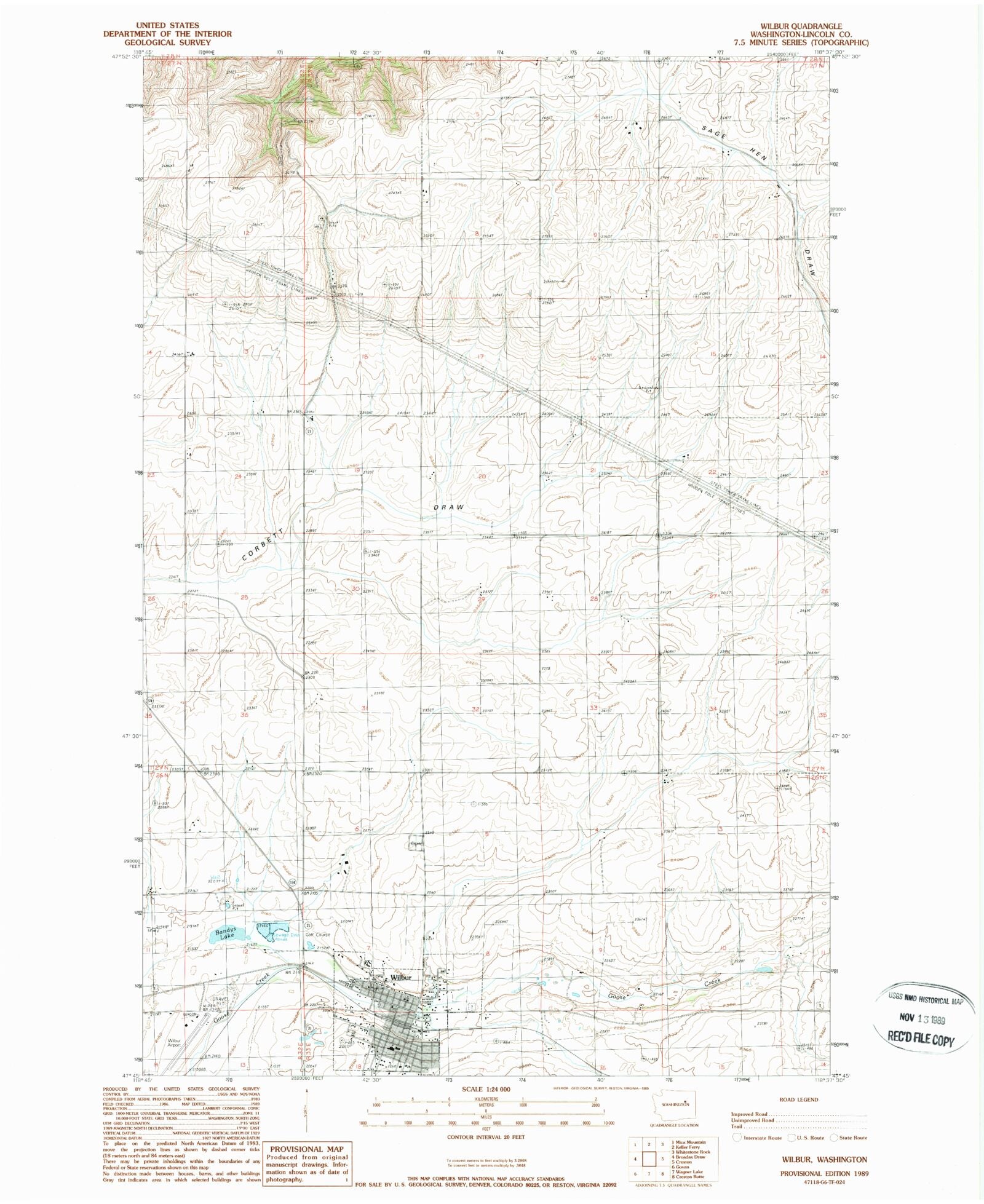 Classic USGS Wilbur Washington 7.5'x7.5' Topo Map MyTopo Map Store