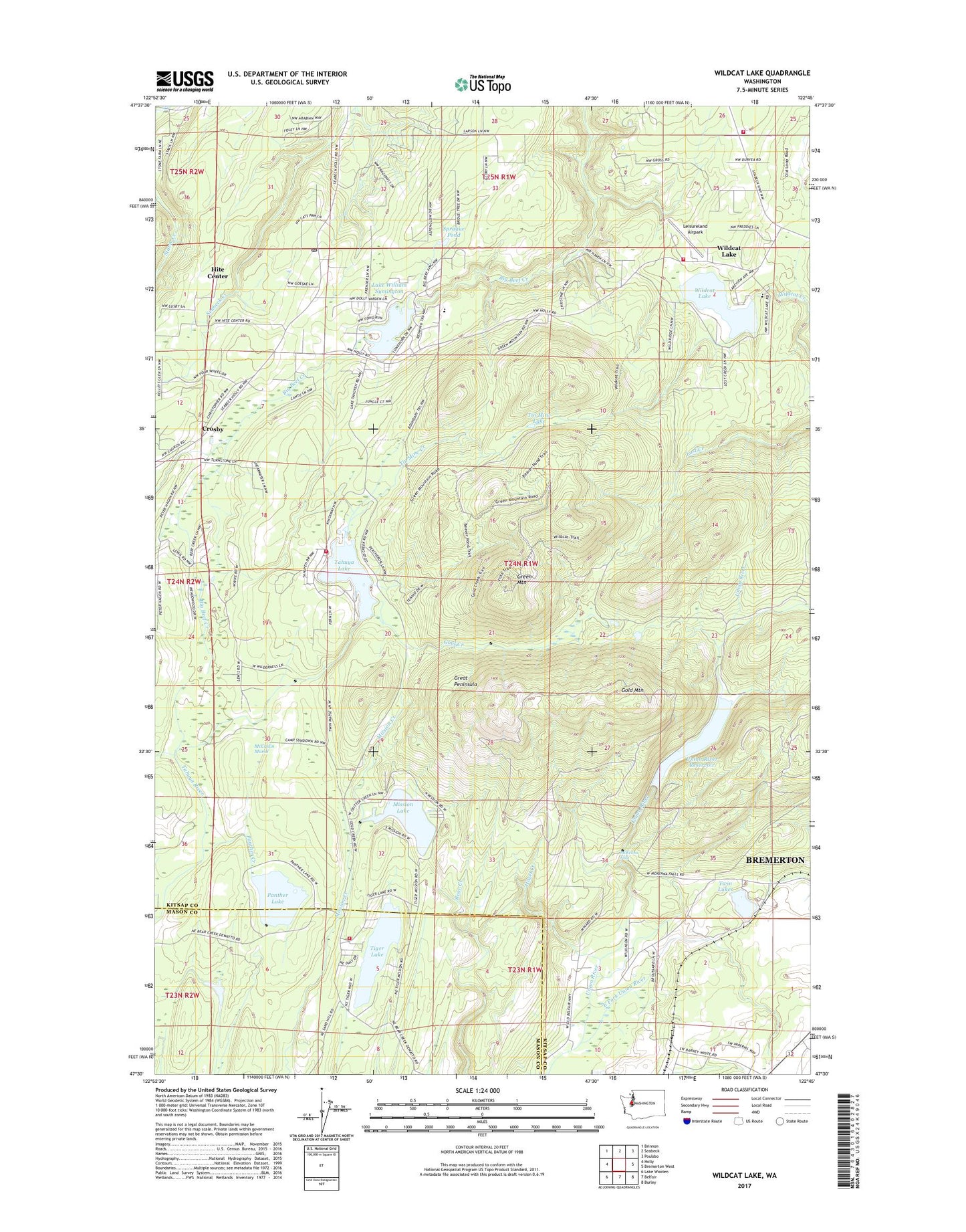 Wildcat Lake Washington US Topo Map Image