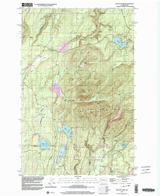 Classic USGS Wildcat Lake Washington 7.5'x7.5' Topo Map Image