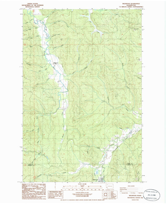 Classic USGS Wildwood Washington 7.5'x7.5' Topo Map Image