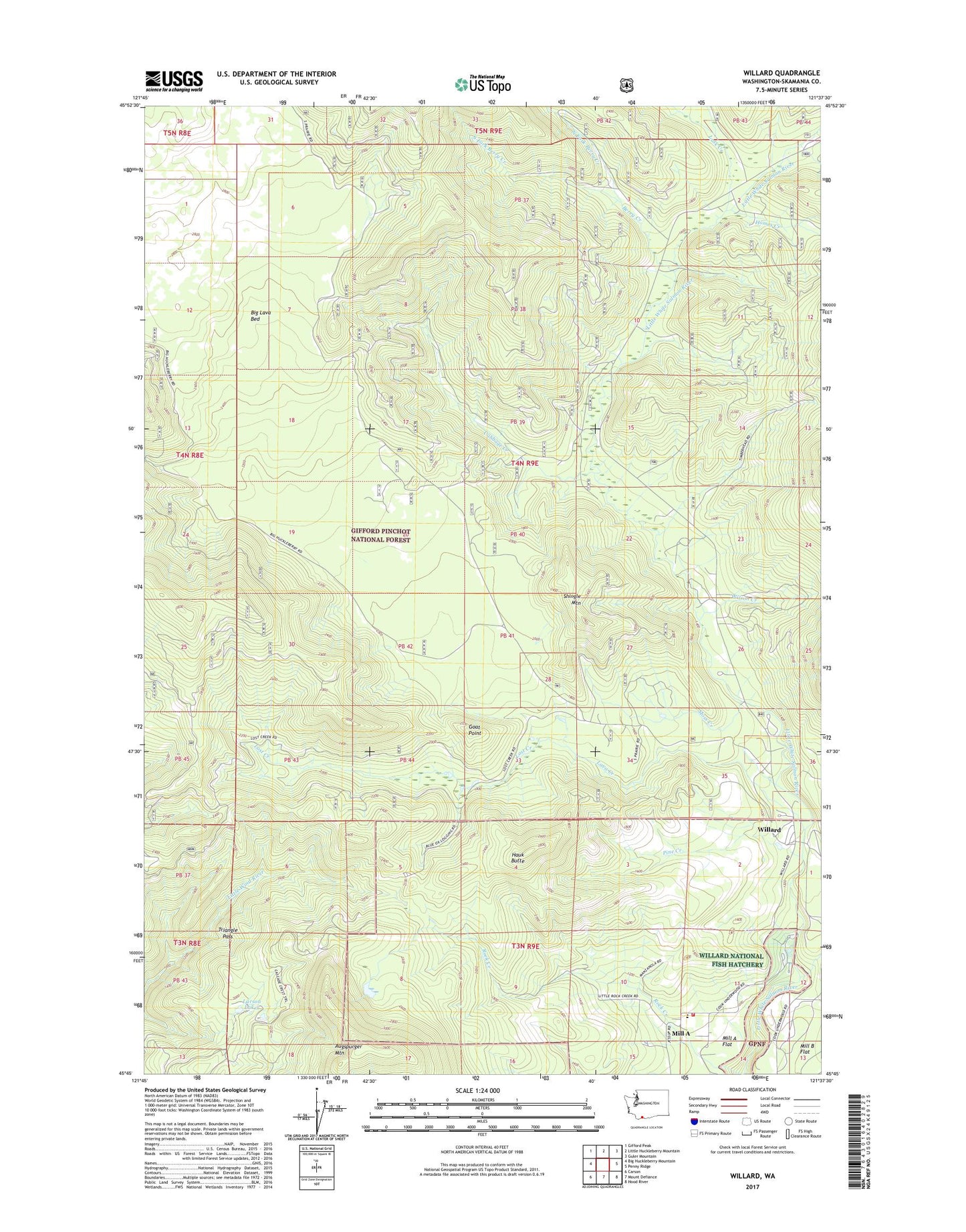 Willard Washington US Topo Map Image