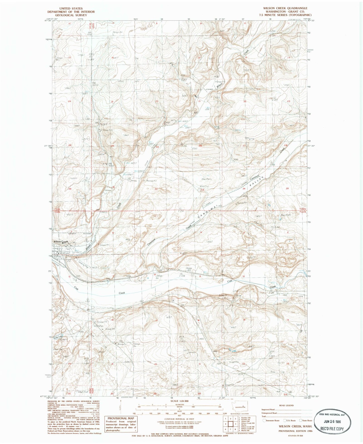 Classic USGS Wilson Creek Washington 7.5'x7.5' Topo Map Image