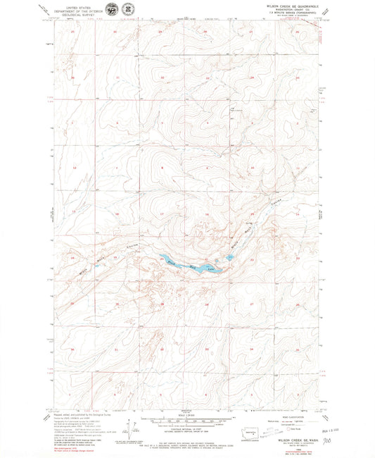 Classic USGS Wilson Creek SE Washington 7.5'x7.5' Topo Map Image