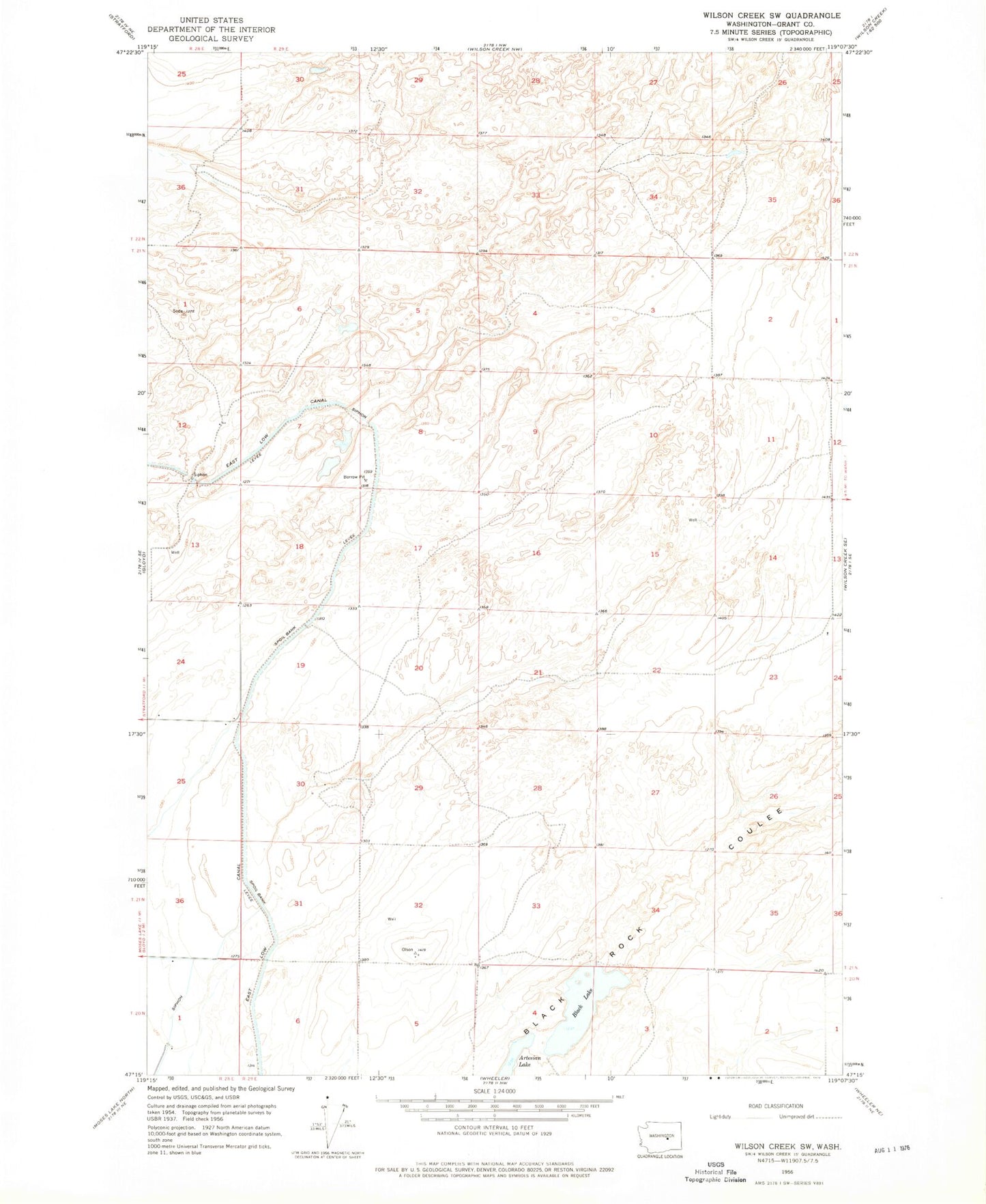 Classic USGS Wilson Creek SW Washington 7.5'x7.5' Topo Map Image