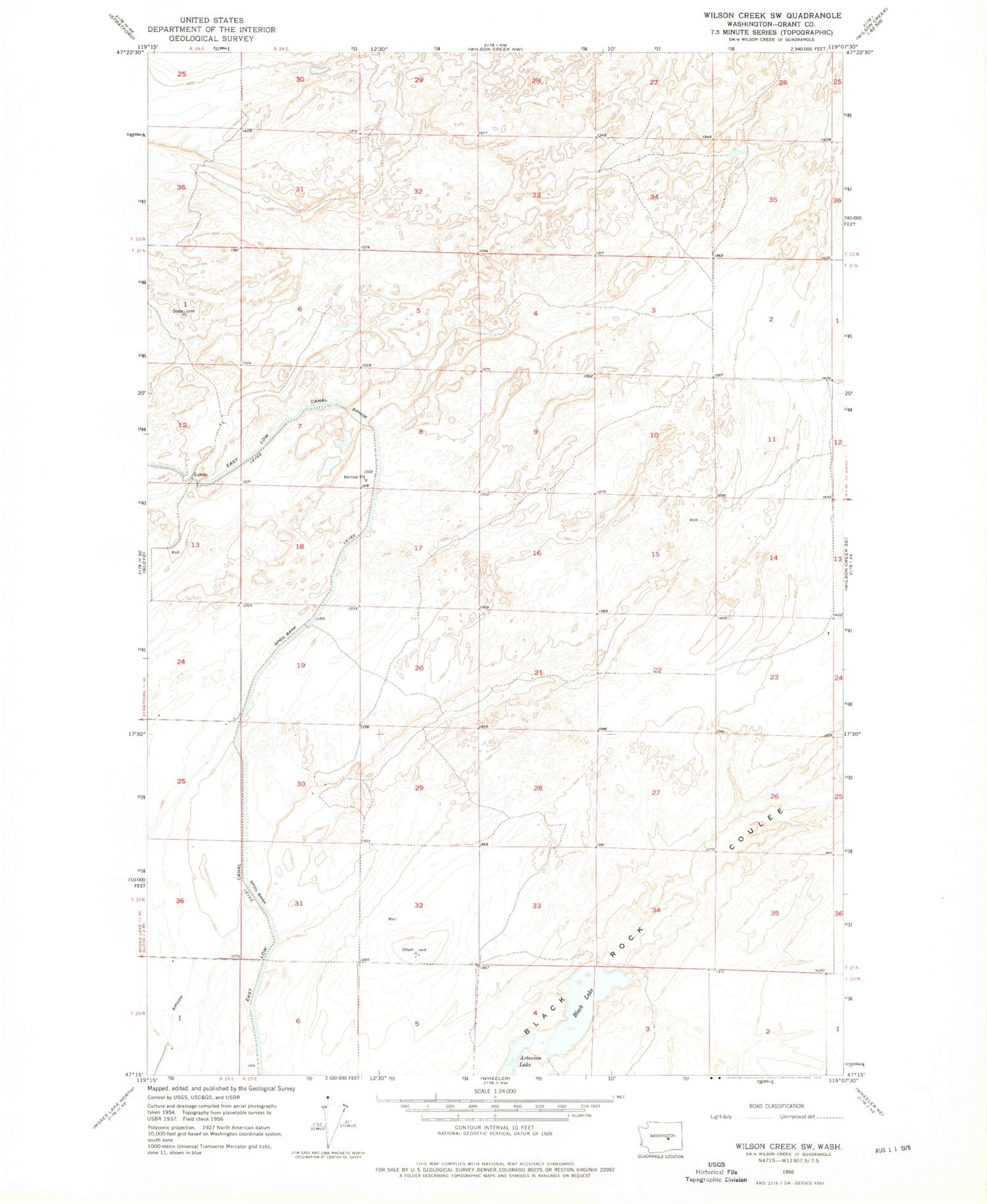 Classic USGS Wilson Creek SW Washington 7.5'x7.5' Topo Map Image