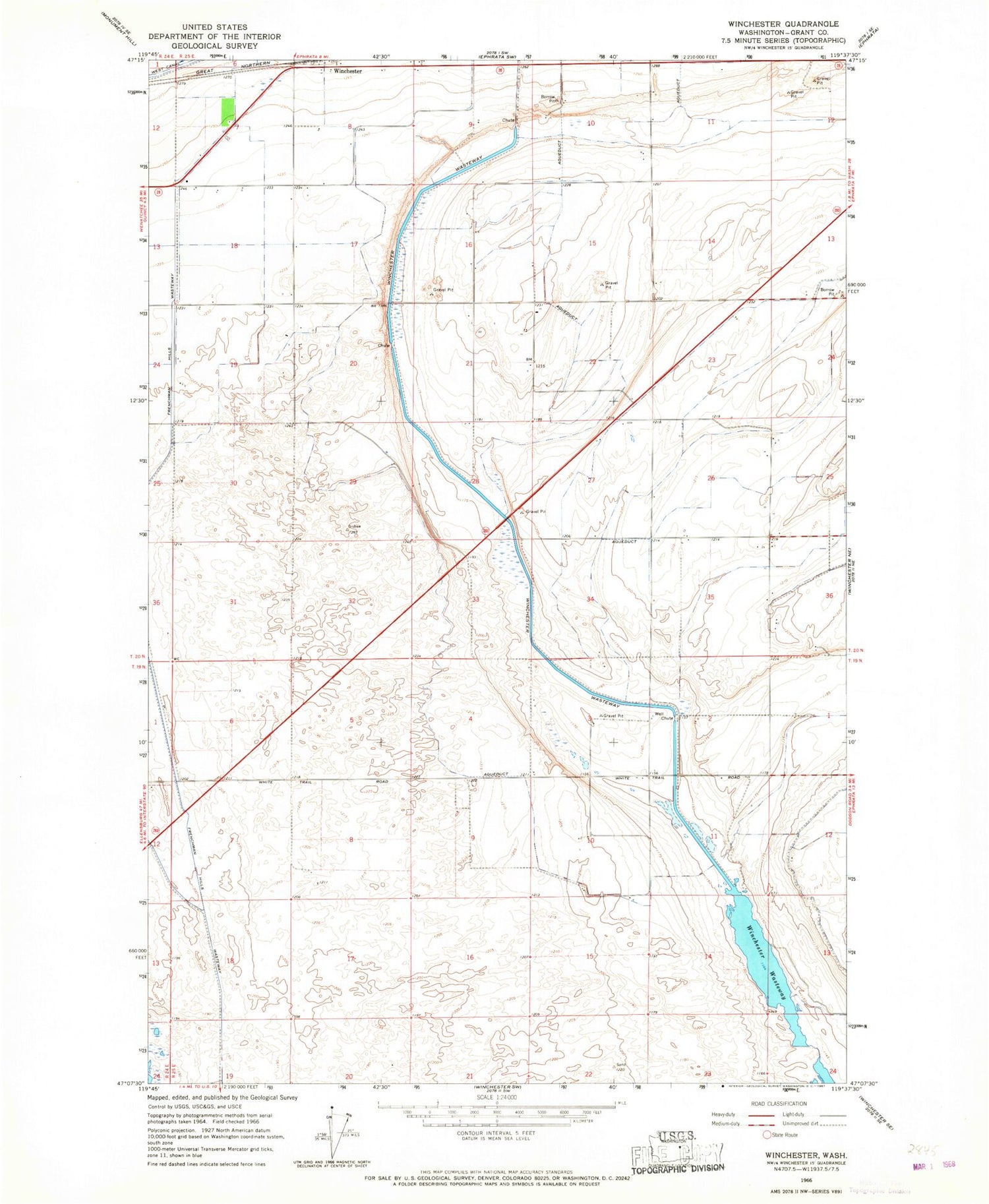 Classic USGS Winchester Washington 7.5'x7.5' Topo Map Image