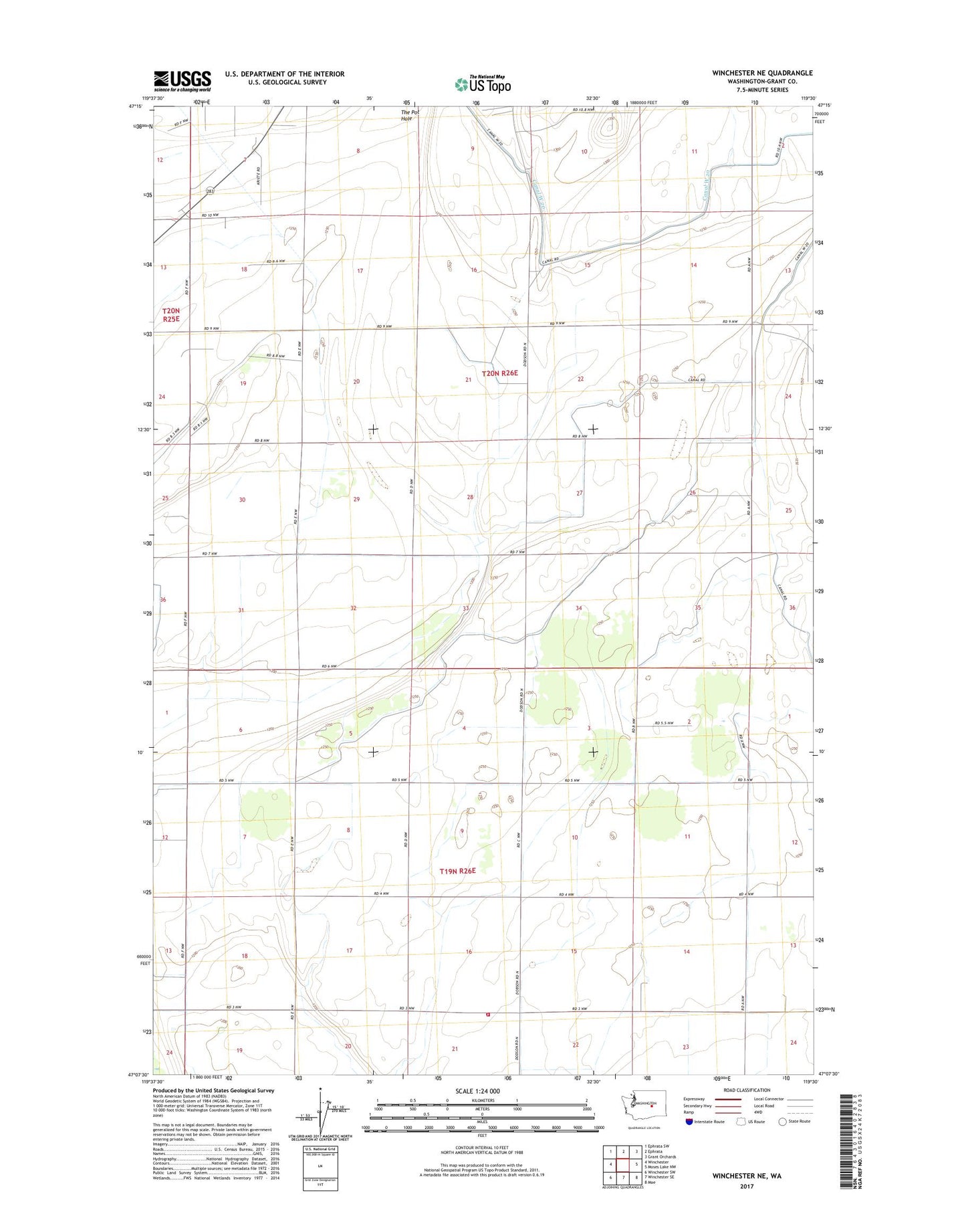 Winchester NE Washington US Topo Map Image