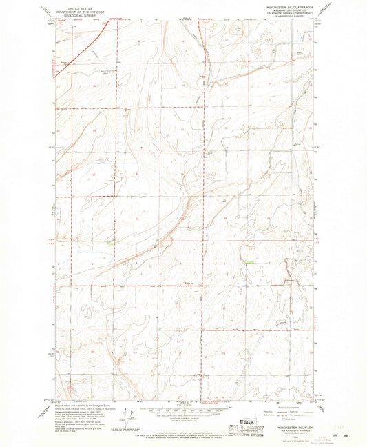 Classic USGS Winchester NE Washington 7.5'x7.5' Topo Map Image