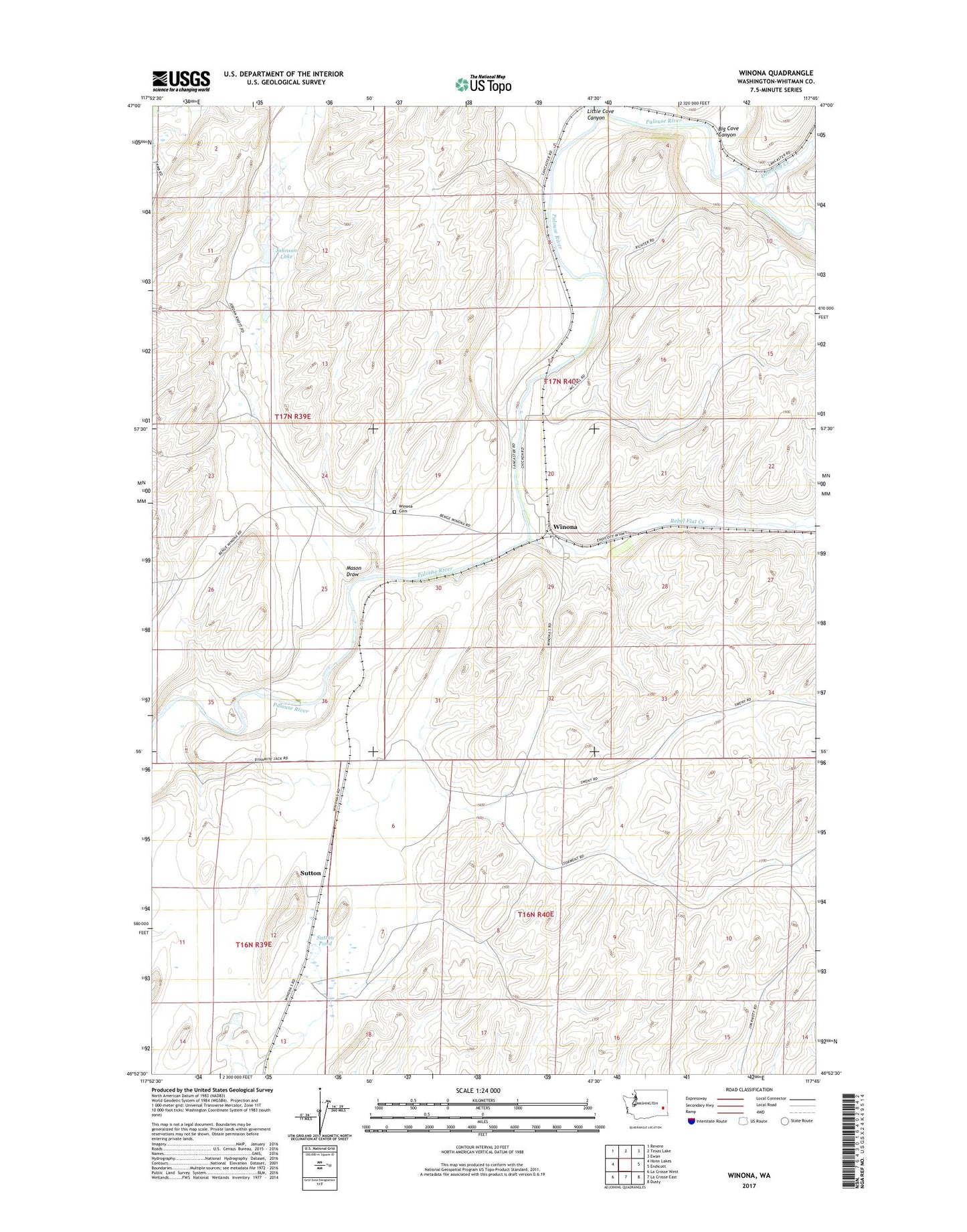 Winona Washington US Topo Map Image