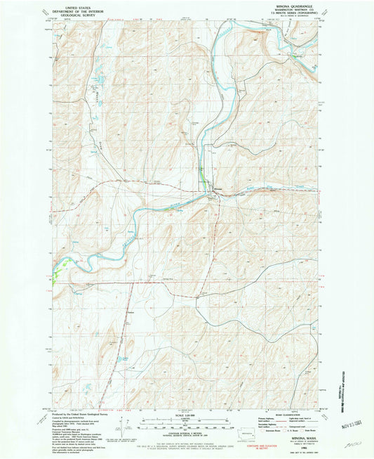 Classic USGS Winona Washington 7.5'x7.5' Topo Map Image
