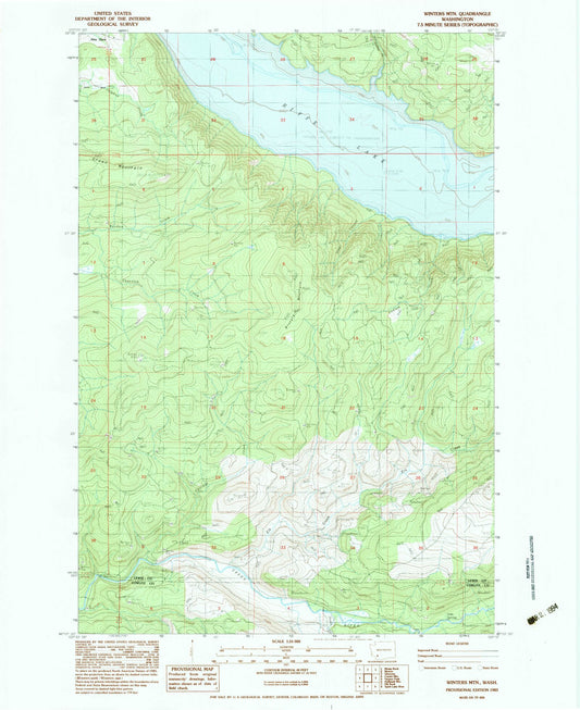 Classic USGS Winters Mountain Washington 7.5'x7.5' Topo Map Image