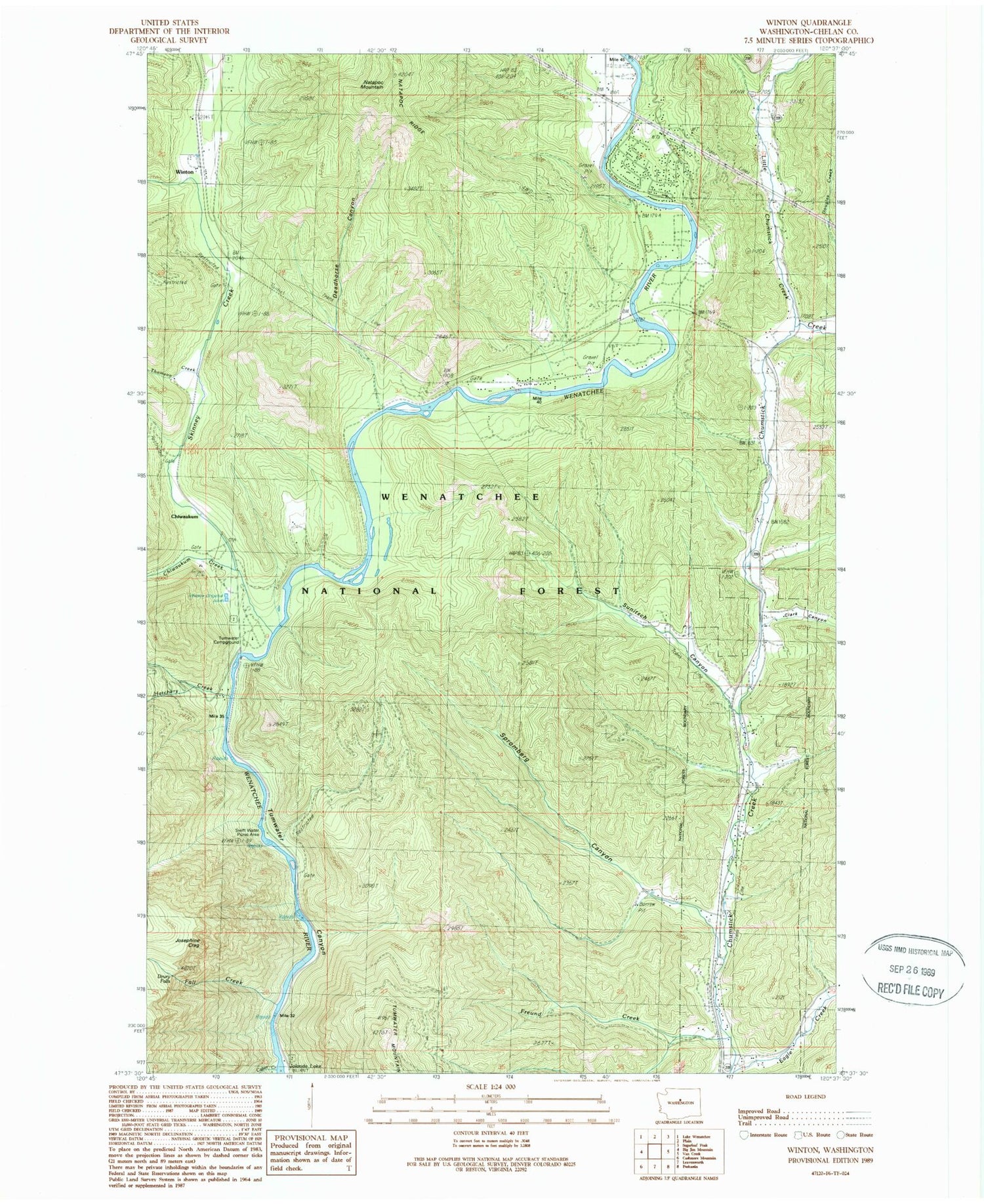 Classic USGS Winton Washington 7.5'x7.5' Topo Map Image