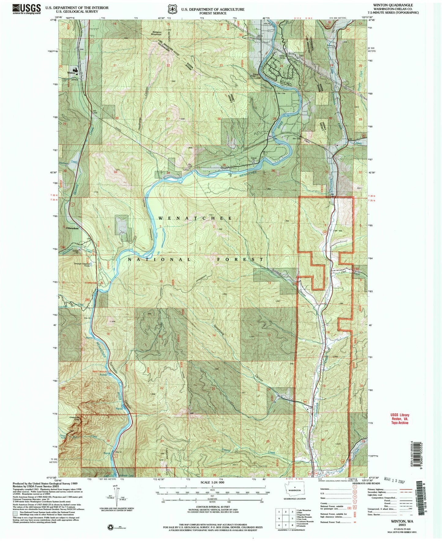 Classic USGS Winton Washington 7.5'x7.5' Topo Map Image