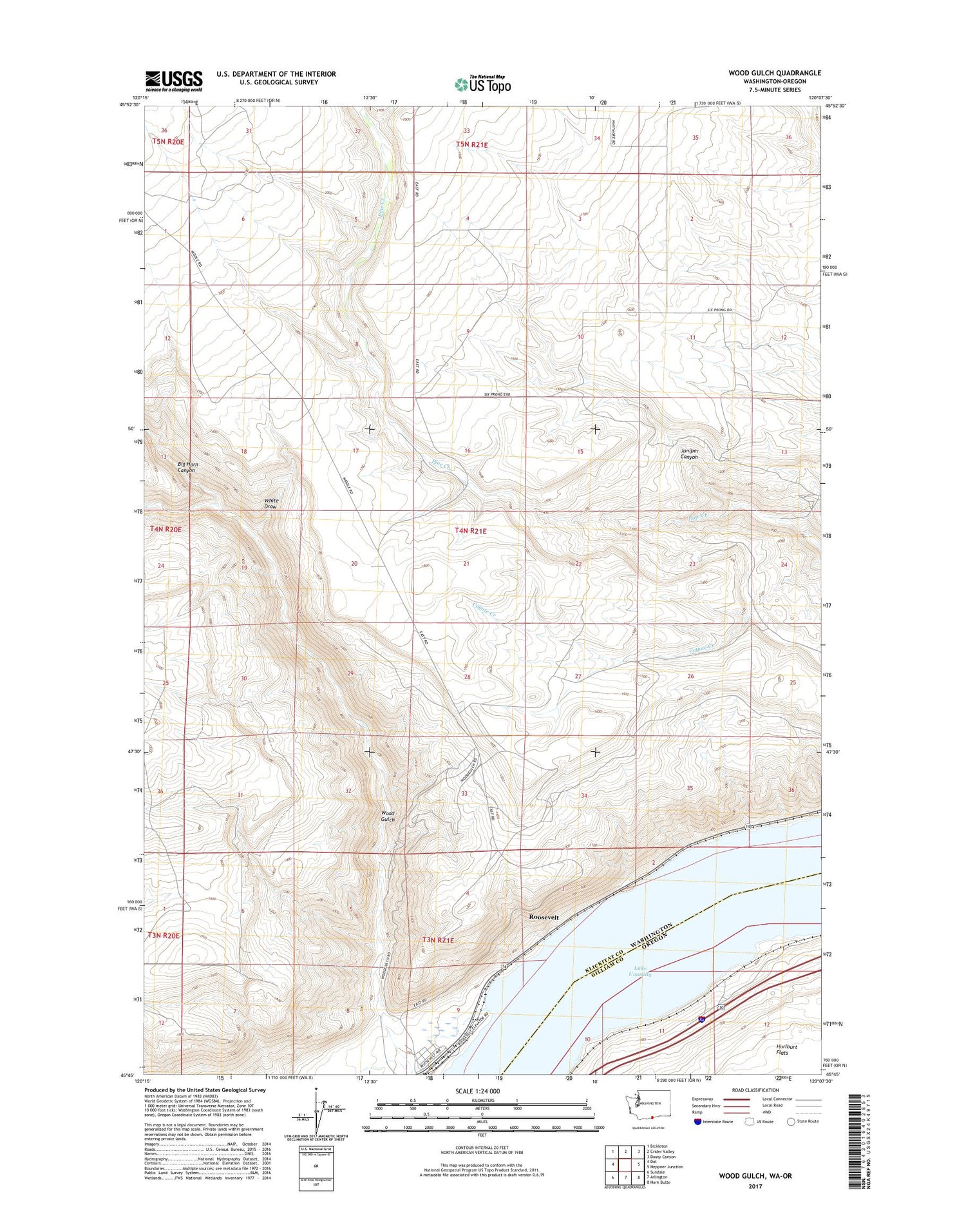 Wood Gulch Washington US Topo Map Image