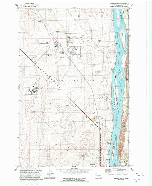 Classic USGS Wooded Island Washington 7.5'x7.5' Topo Map Image
