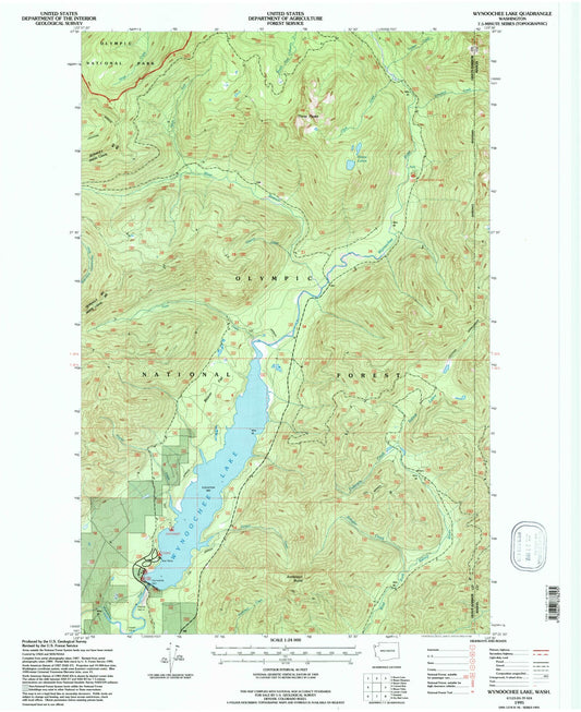 Classic USGS Wynoochee Lake Washington 7.5'x7.5' Topo Map Image