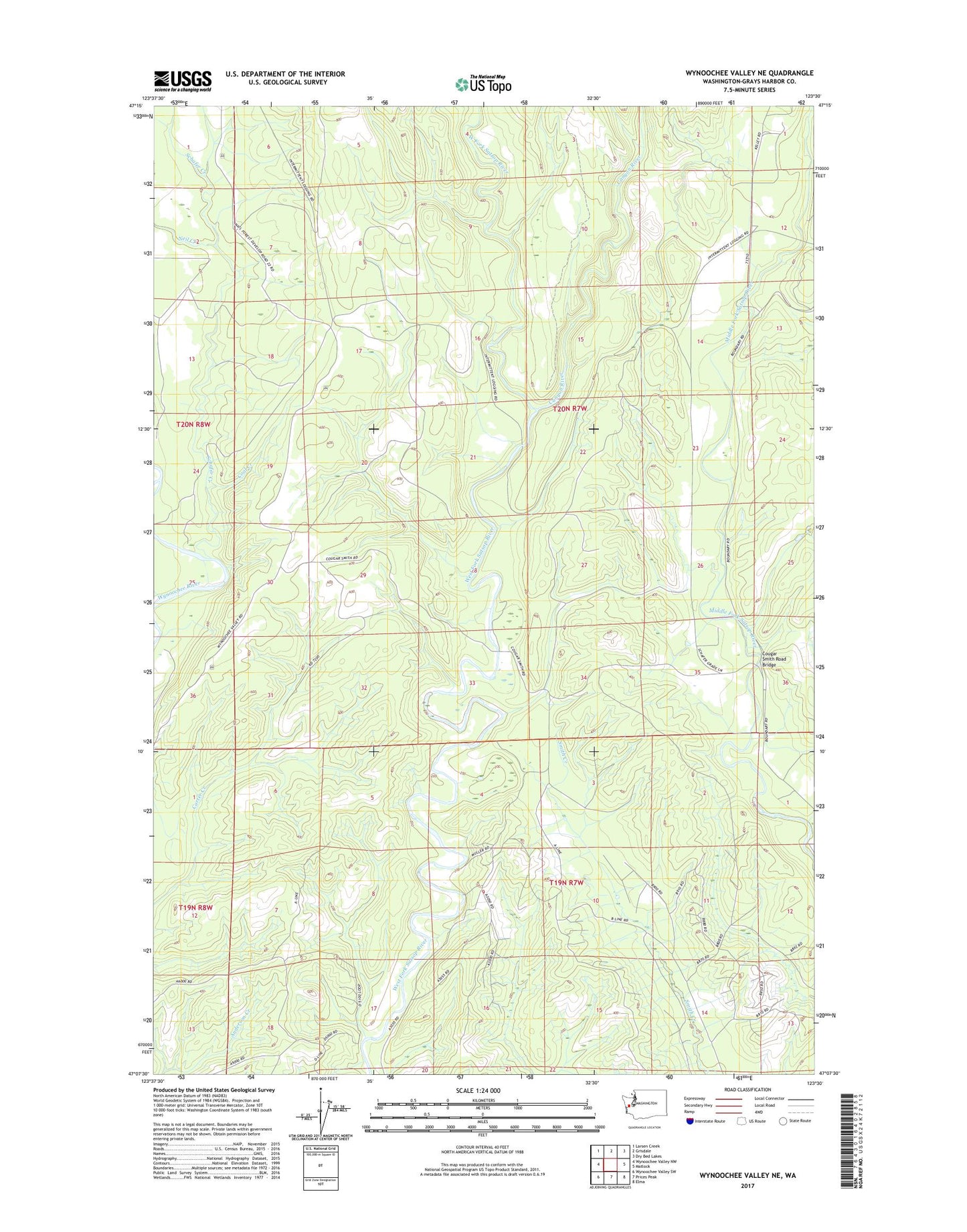Wynoochee Valley NE Washington US Topo Map Image