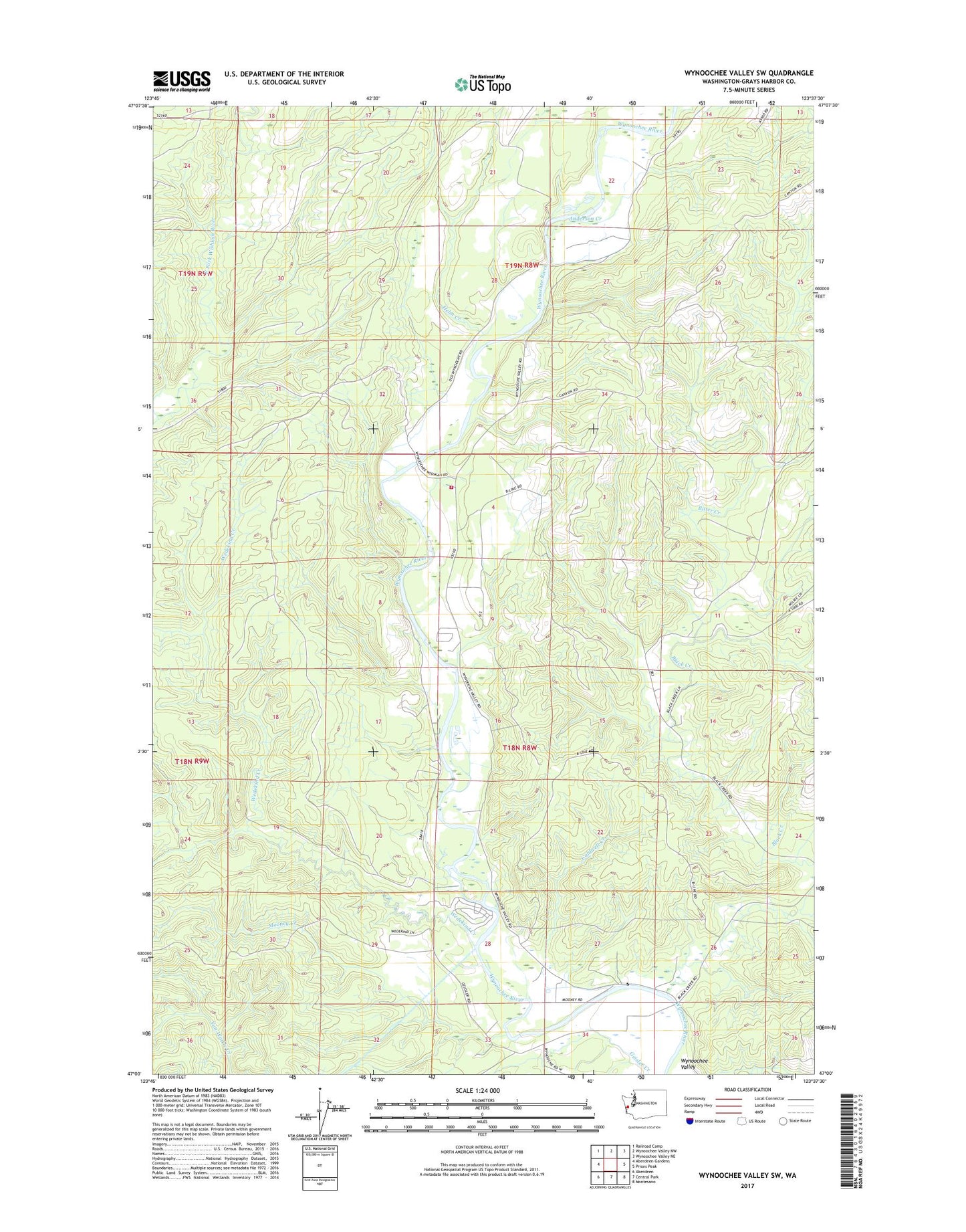 Wynoochee Valley SW Washington US Topo Map Image