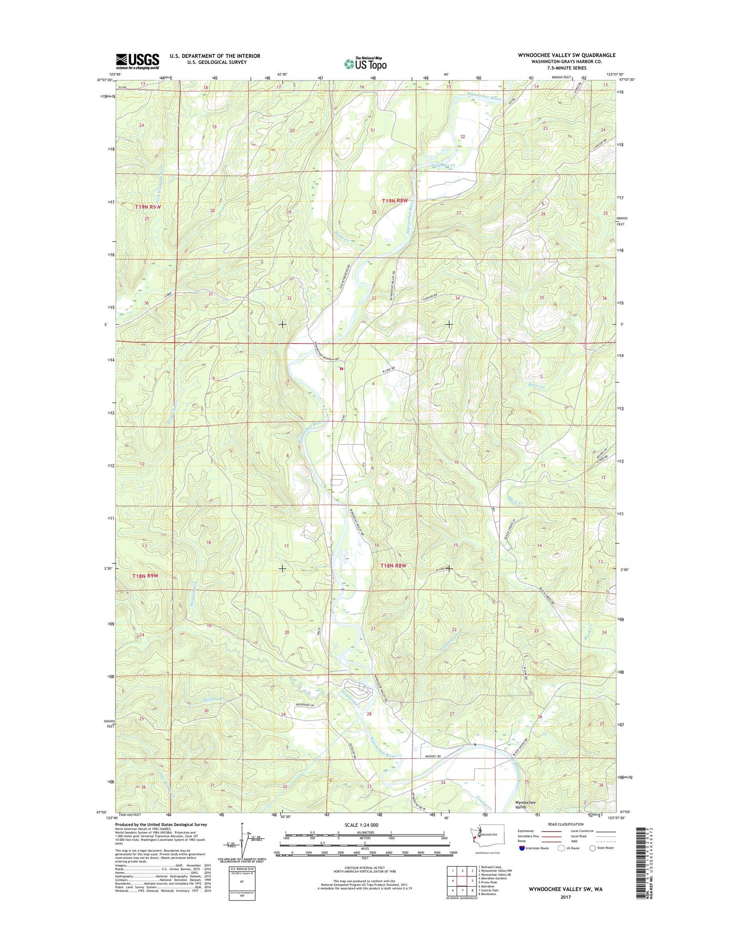 Wynoochee Valley SW Washington US Topo Map Image