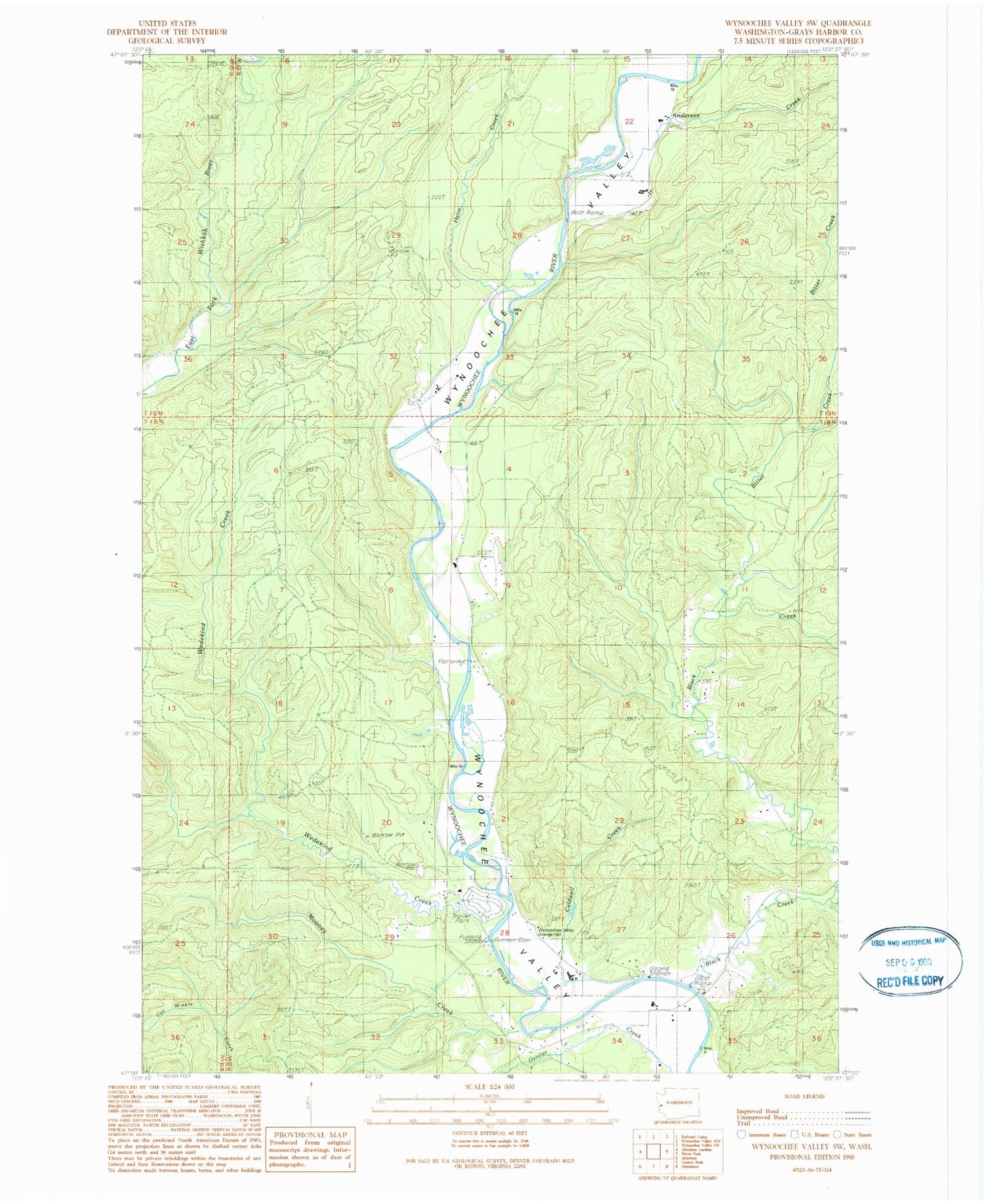 Classic USGS Wynoochee Valley SW Washington 7.5'x7.5' Topo Map Image