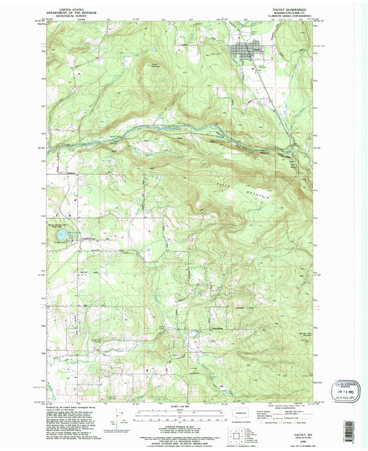 Classic USGS Yacolt Washington 7.5'x7.5' Topo Map Image