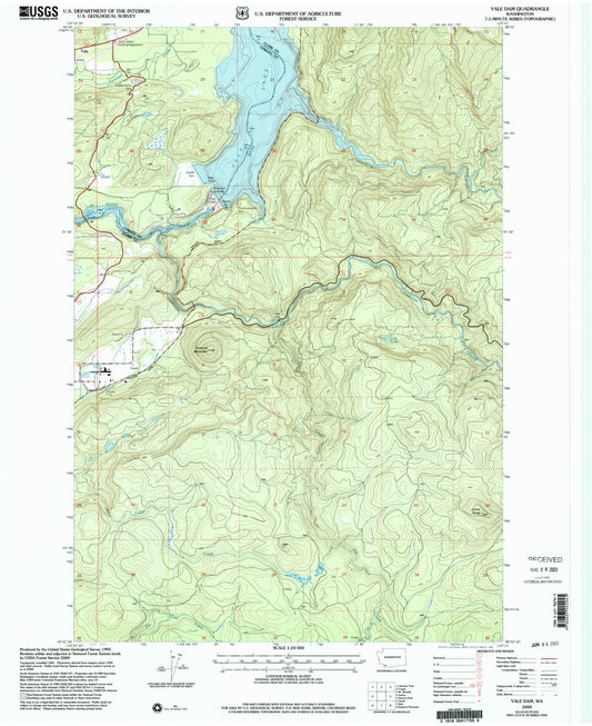 Classic USGS Yale Dam Washington 7.5'x7.5' Topo Map Image