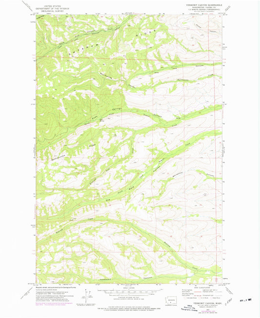 Classic USGS Yesmowit Canyon Washington 7.5'x7.5' Topo Map Image