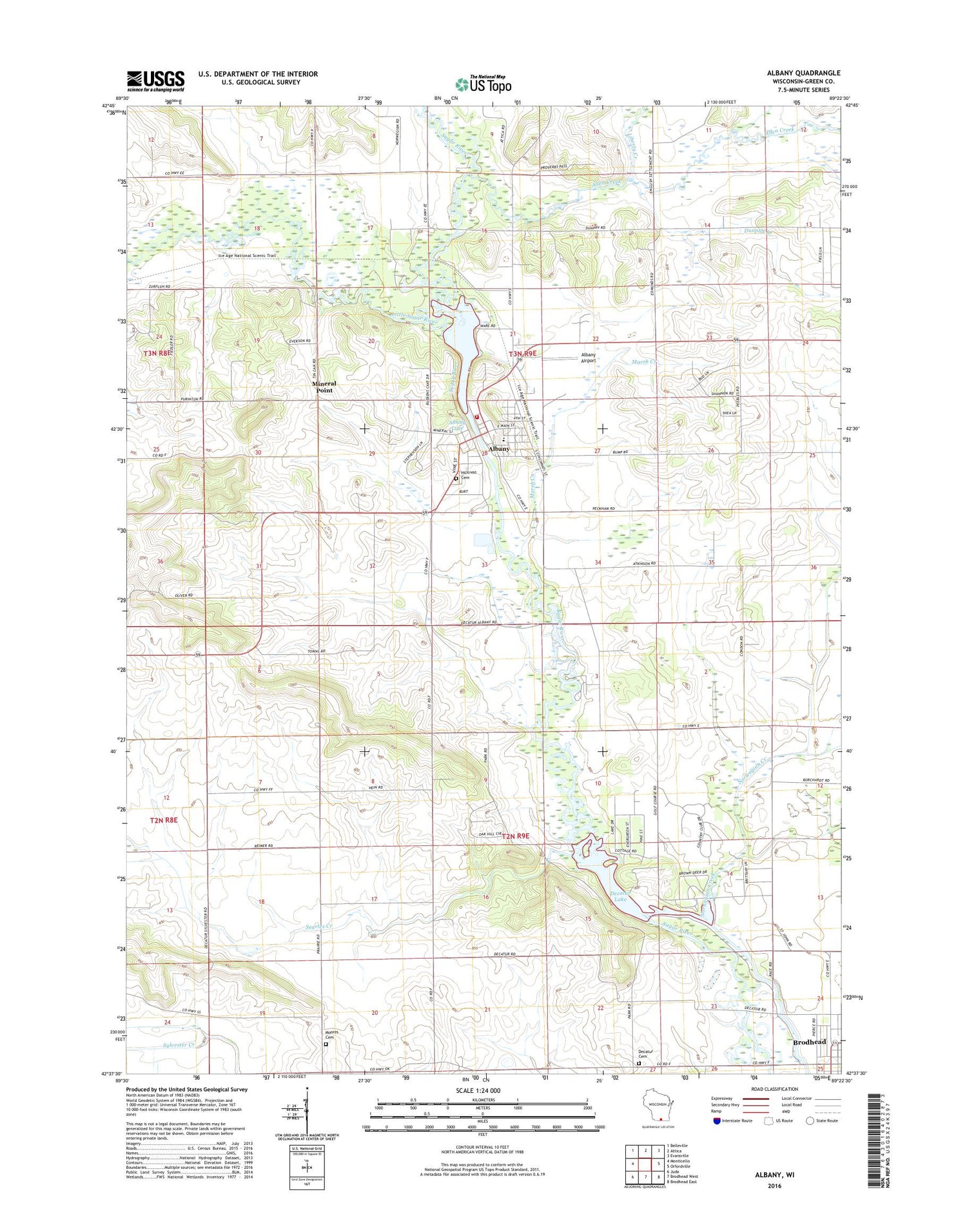 Albany Wisconsin US Topo Map Image