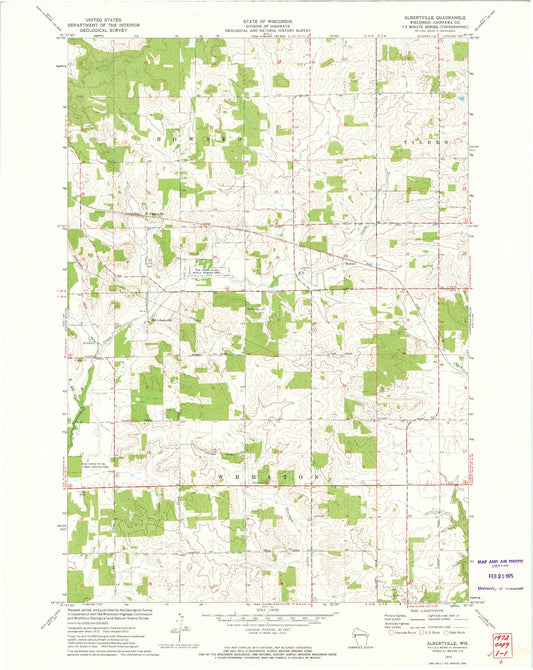 Classic USGS Albertville Wisconsin 7.5'x7.5' Topo Map Image