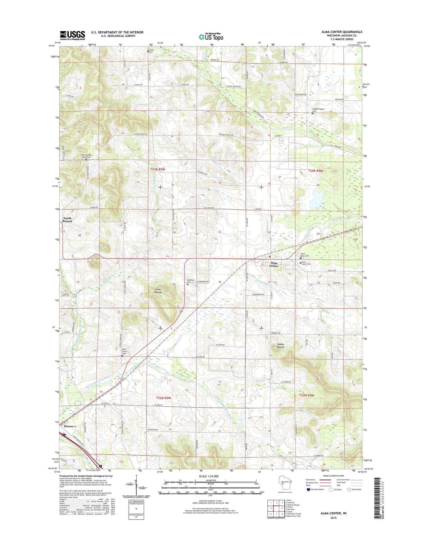 Alma Center Wisconsin US Topo Map Image