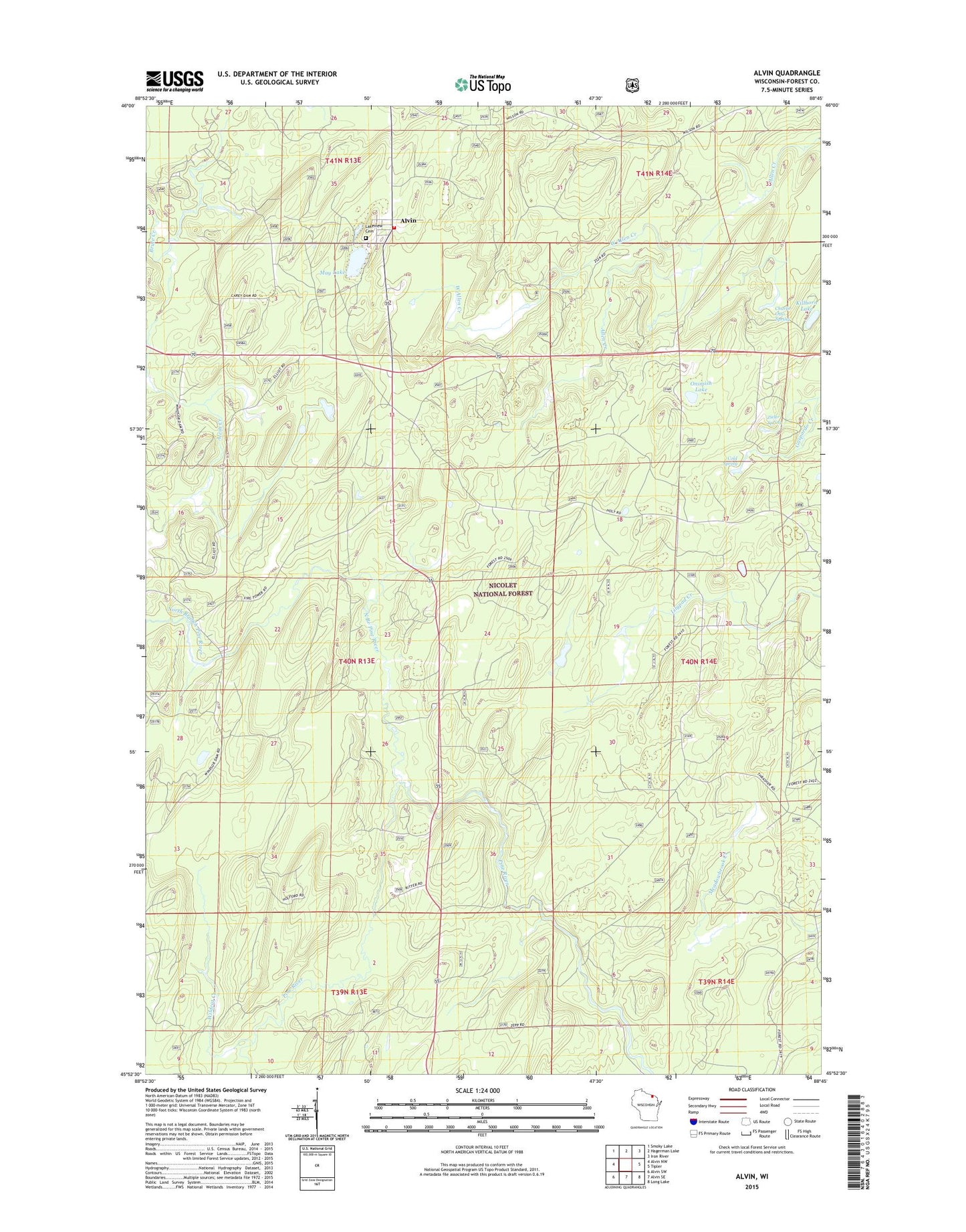 Alvin Wisconsin US Topo Map Image