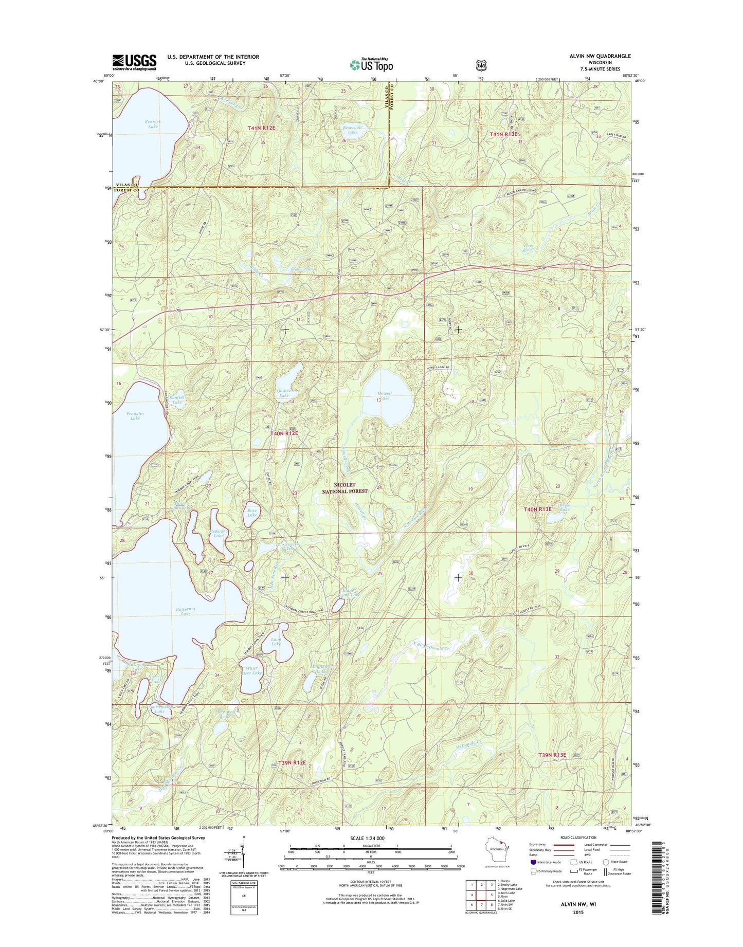 Alvin NW Wisconsin US Topo Map Image