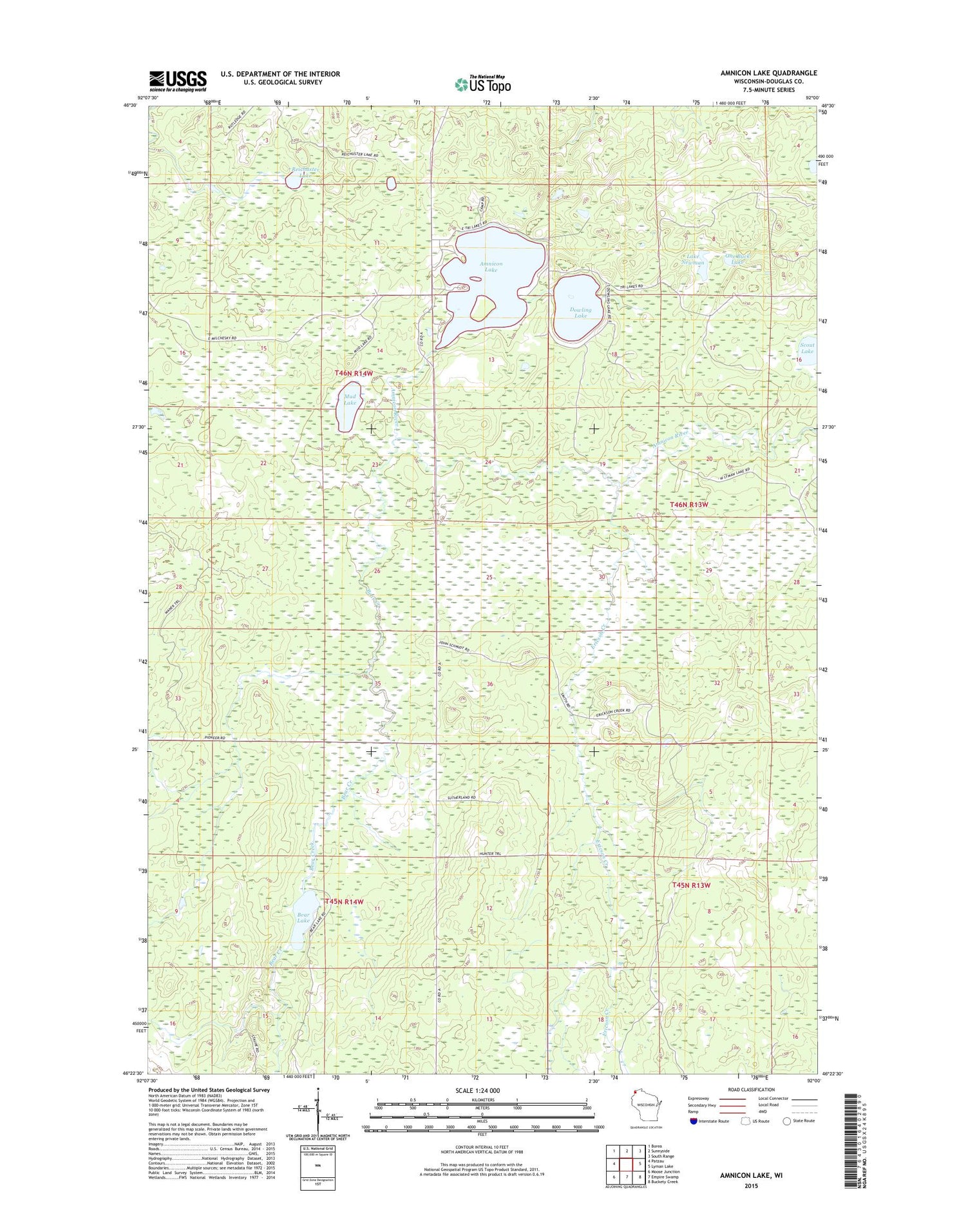 Amnicon Lake Wisconsin US Topo Map Image