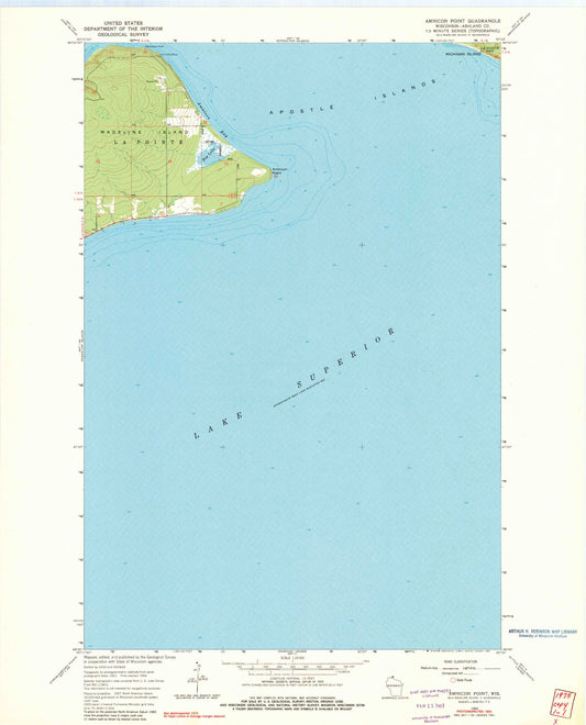 Classic USGS Amnicon Point Wisconsin 7.5'x7.5' Topo Map Image