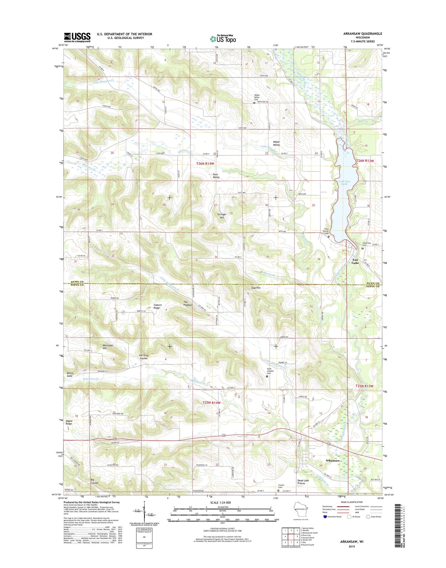 Arkansaw Wisconsin US Topo Map Image