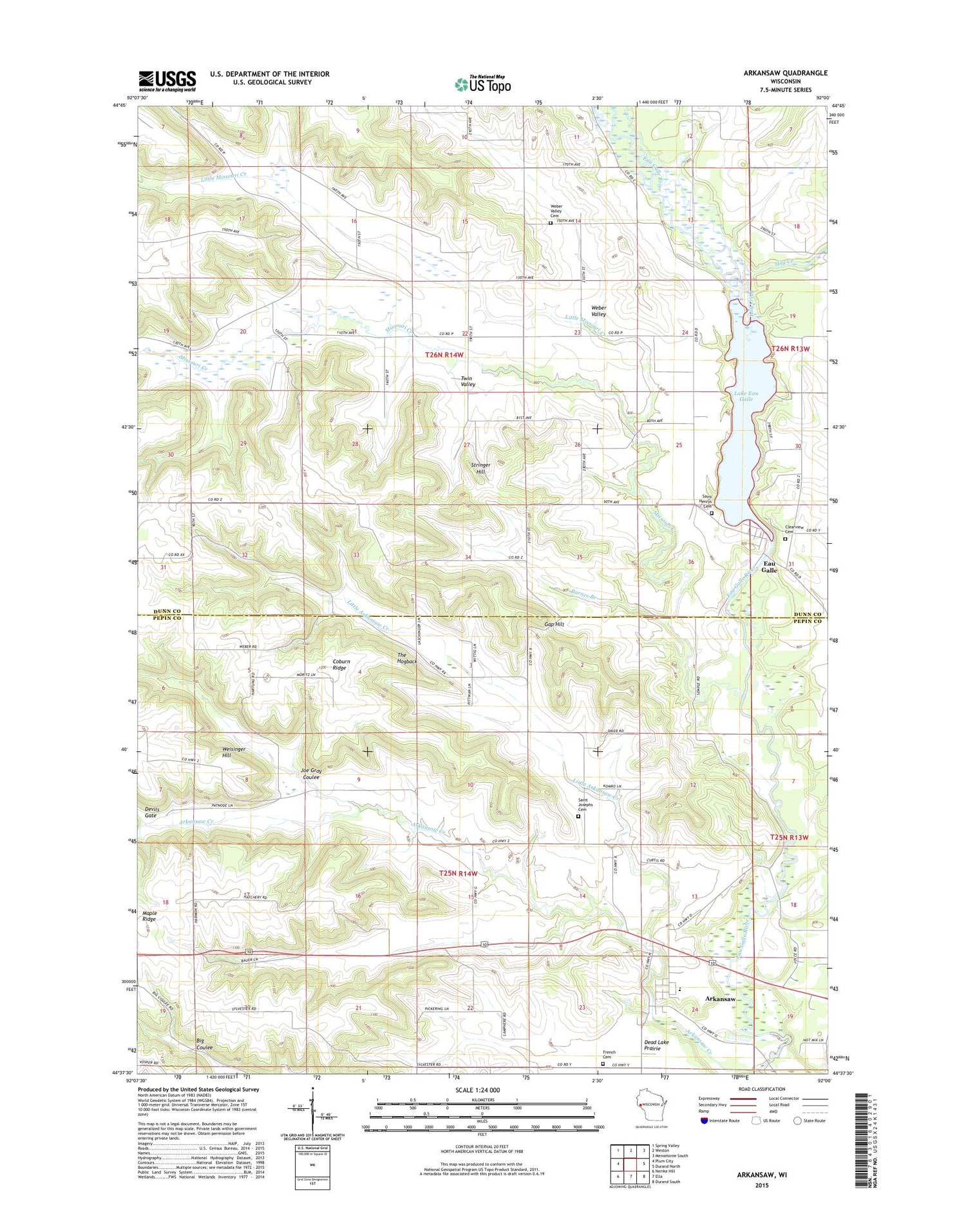 Arkansaw Wisconsin US Topo Map Image